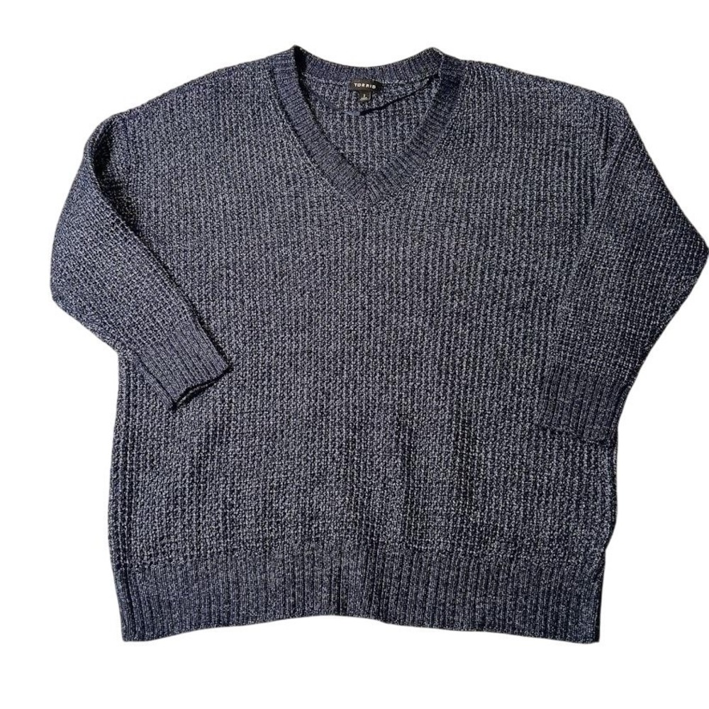 Torrid Sweater Womens 2X Blue Chunky Knit V‎ Neck Pullover Cozy Plus Size